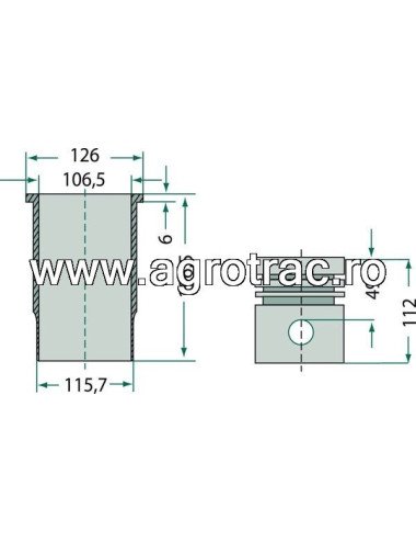 Set piston RE24458 pentru John Deere