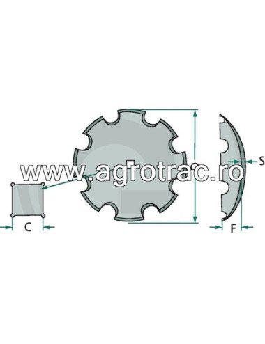 Taler grapa cu disc 510mm patratul interior de 29