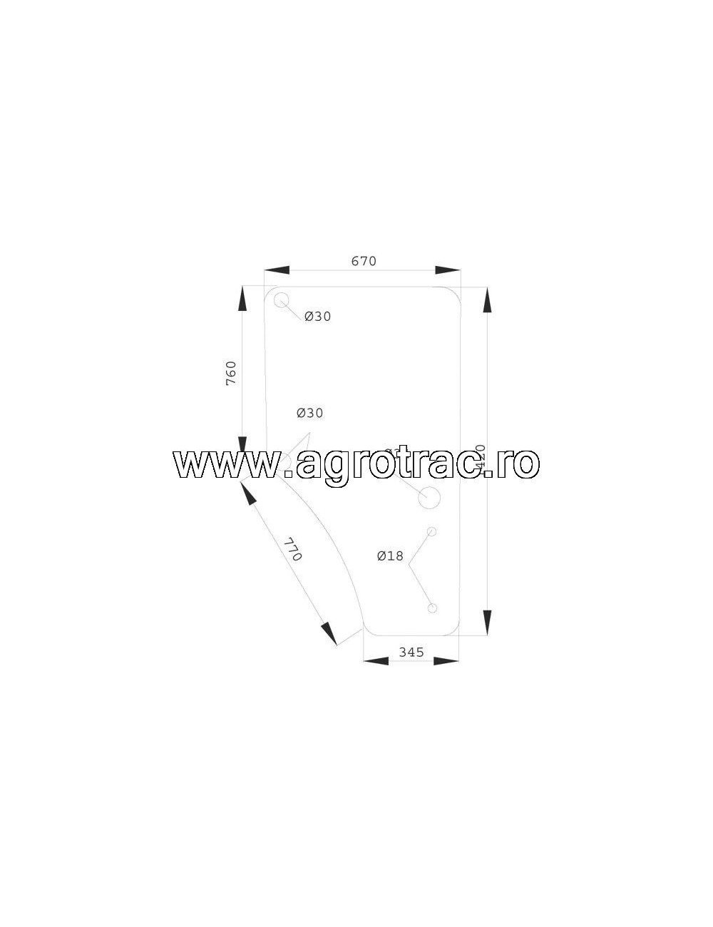 Usa sticla L169103 dreapta pentru John Deere