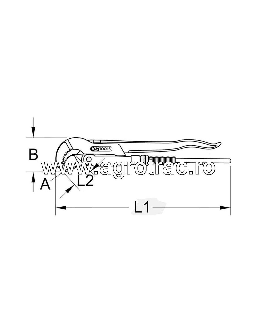 Cleste pentru tevi 2'' KS-Tools 550mm