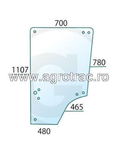 Geam usa deasupra pentru John Deere MC1 stanga sau dreapta