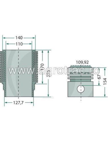 Set piston 1542912877 pentru Motor Deutz FL514