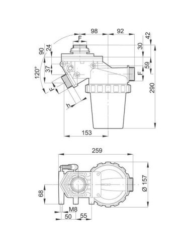 Filtru aspirare Arag 320103 original filet 1 1/2'' cu 3 cai