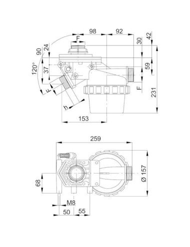 Filtru aspirare Arag 318103 original filet 1 1/2'' cu 3 cai