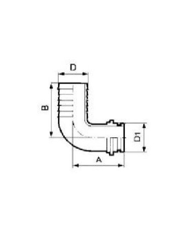 Cot plastic Arag 90° 2''-30 mm