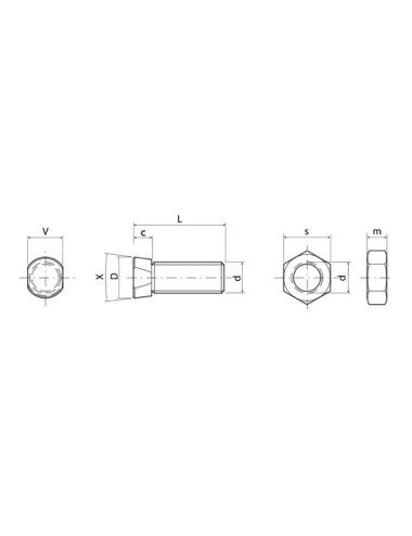 Surub plug M12x35 D:12.9 cap oval pesit pe doua parti Kuhn original