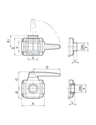 Robinet / Vana cu bila 3 cai Arag 1 1/4'' 453014A55