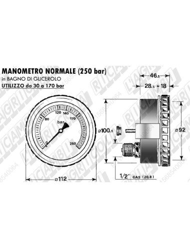 Manometru 66.310 0-250bar pentru presa cilindrice