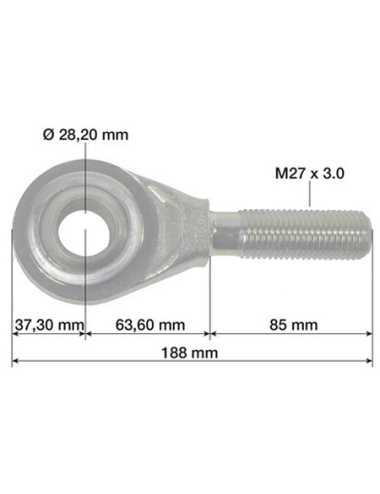 Fus filetat tirant central CBM Cat.2 M27x3-85mm