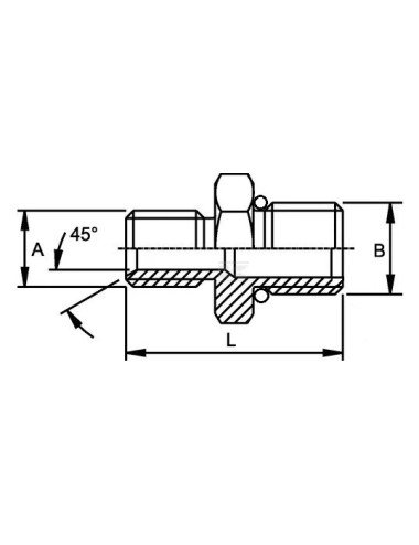 Niplu reductie hidraulica 5/8BSP-7/8UNF M-M