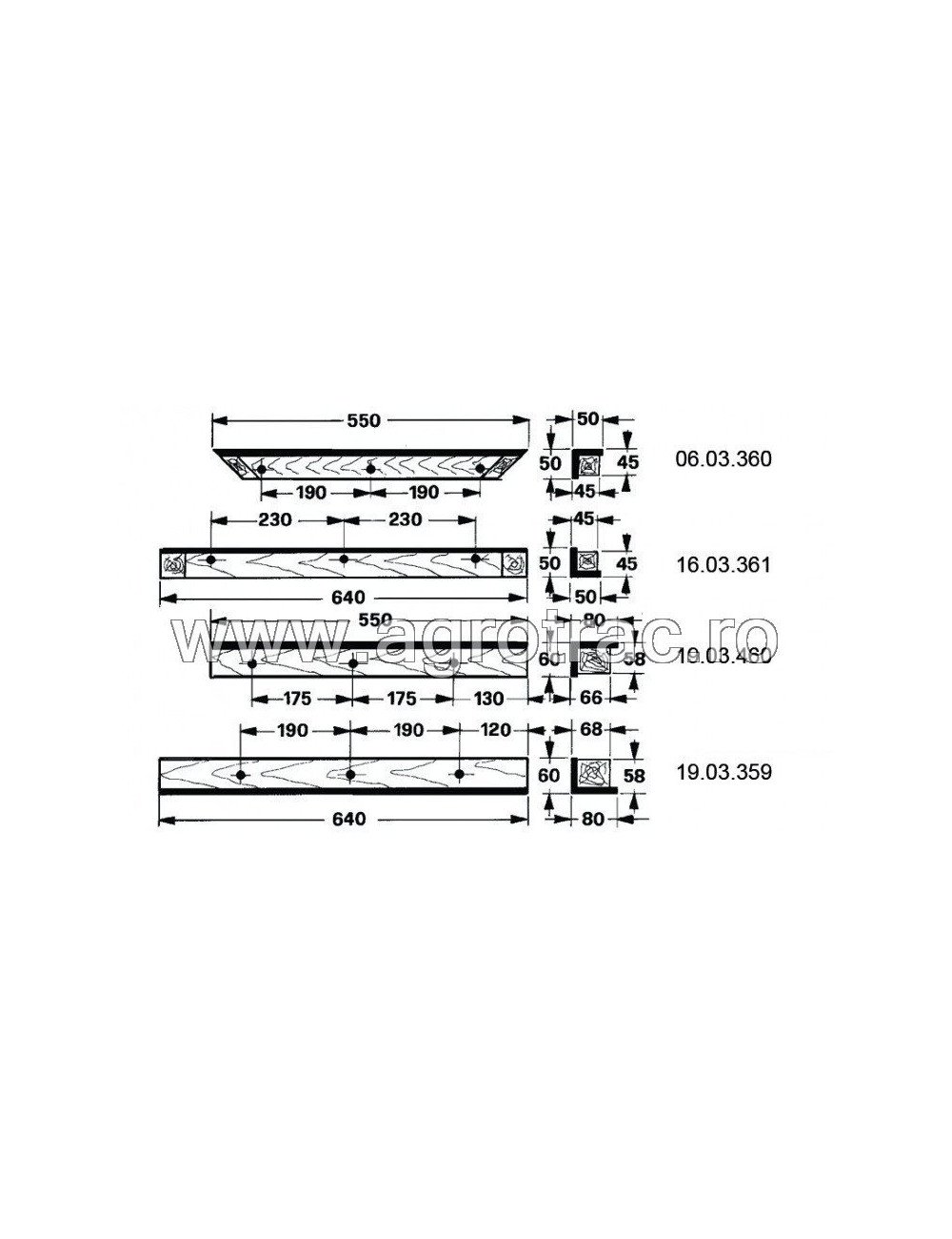 Set sina lemn 58.243-S pentru Gallignani 6100