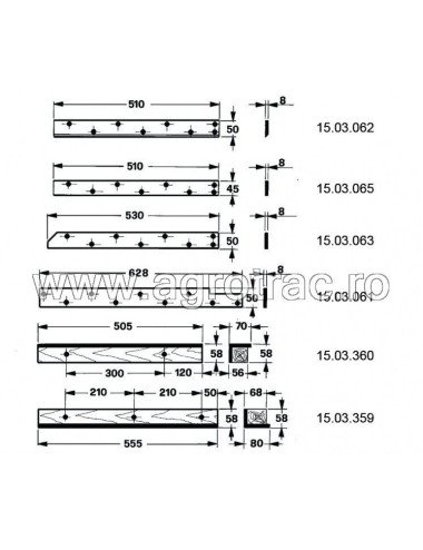 Set sina lemn 58.238-S pentru Gallignani 6000