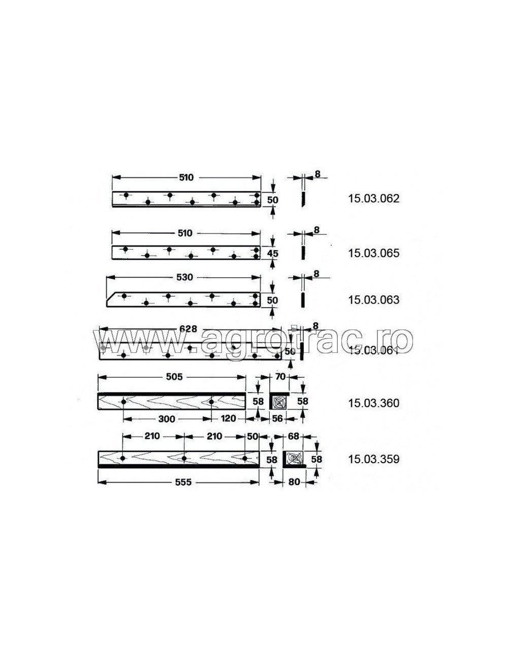 Set sina lemn 58.238-S pentru Gallignani 6000