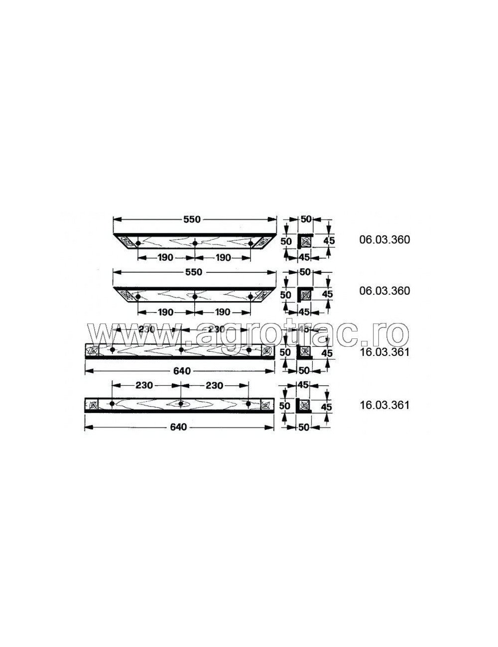 Set sina lemn originale 58.239-S pentru Gallignani 65006600 4600 – piesă balotieră