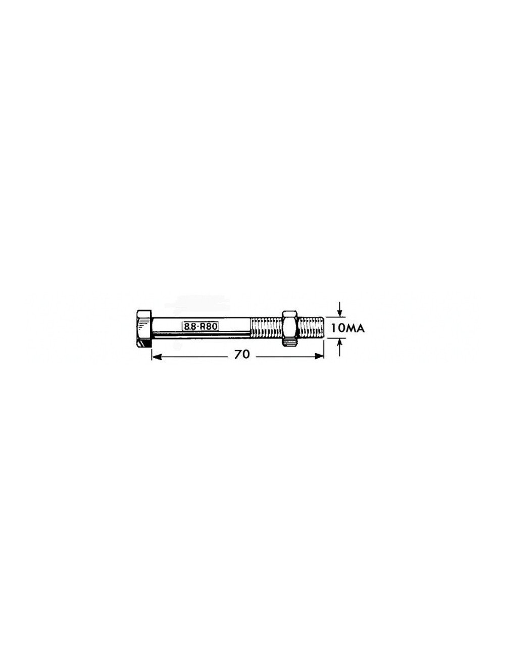 Surub forfecare M10x70mm 8.8