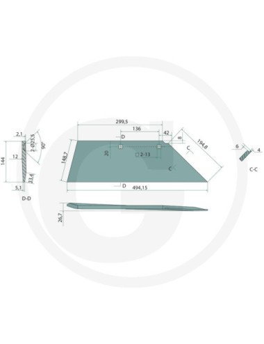 Cutit plug intarit 3352131 stanga pentru Lemken