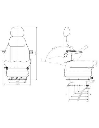 Scaun universal GoPart pentru tractor cu suspensie mecanica