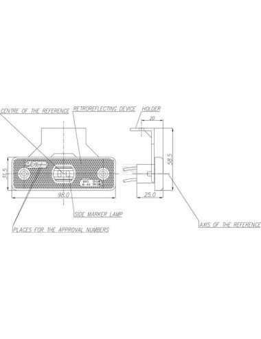 Lampă gabarit LED portocalie dreapta sau stânga LA30134 pentru remorcă
