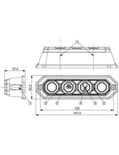 Lampă semnalizare și poziție cu 4 LED-uri, pentru remorcă