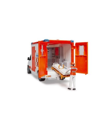 Ambulanță Mercedes-Benz Sprinter Bruder 1:16 cu șofer, sunet și lumini