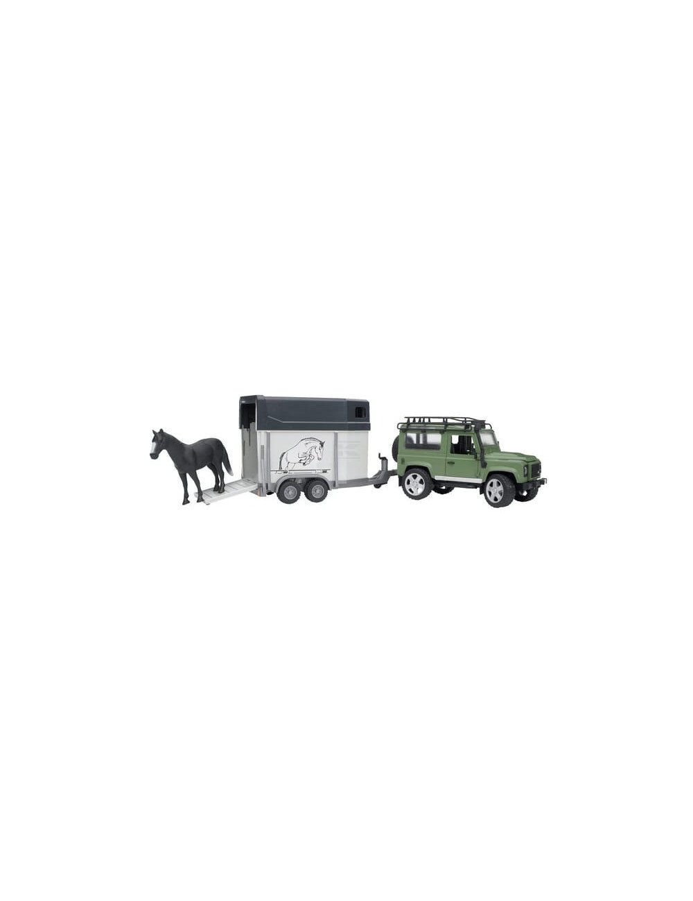 Mașină de teren Land Rover Defender Bruder 1:16 cu remorcă transport cai