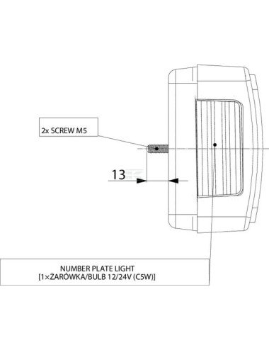Lampă spate GoPart, dreapta, pentru remorcă