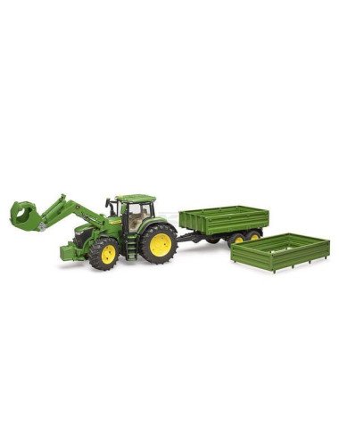 Tractor John Deere 7R 350 cu încărcător frontal și remorcă Bruder 1:16