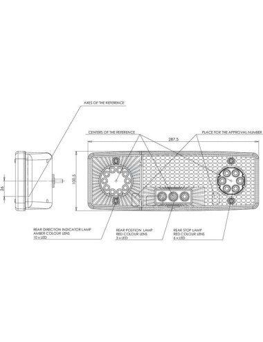 Lampă spate LED LA40019, stânga, pentru remorca