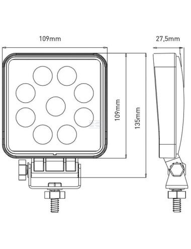 Proiector / far de lucru LED 27W 1800LM, tip flood | Agrotrac