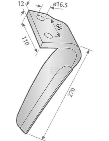 Dinte grapă conic stânga KE0705 270 mm compatibil Kuhn