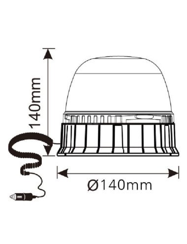 Girofar LED 12V/24V LA20026 cu magnet și alimentare la priză