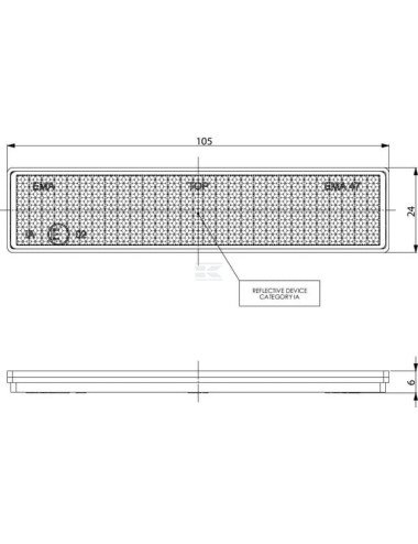 Reflector rectangular alb 24x105mm GoPart