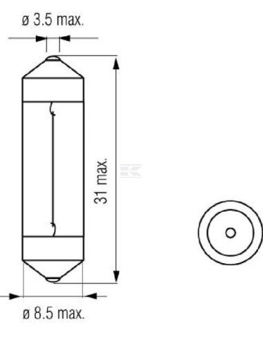 Bec 12V 3W T6.2x27 SV6
