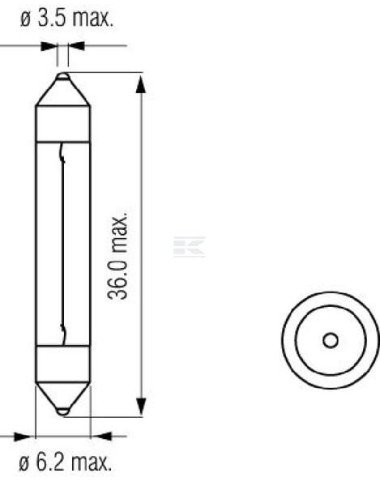 Bec 12V 3W T6.2x35 SV6